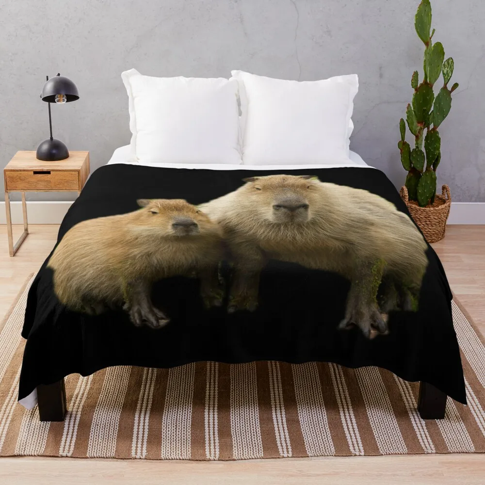 

Capybara Mom & Baby Throw Blanket anime Softest Blanket sofa Thin Blankets