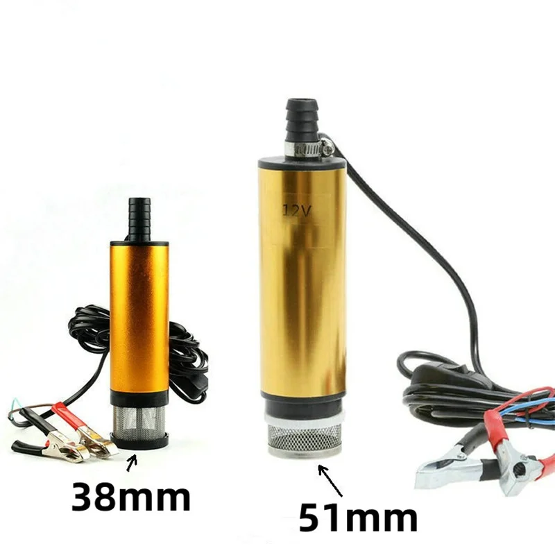 

38mm 51mm Electric Car Oil Pump 12V 24V For Pumping Diesel Oil Water Submersible Aluminum Alloy Shell 12L/min Fuel Transfer Pump