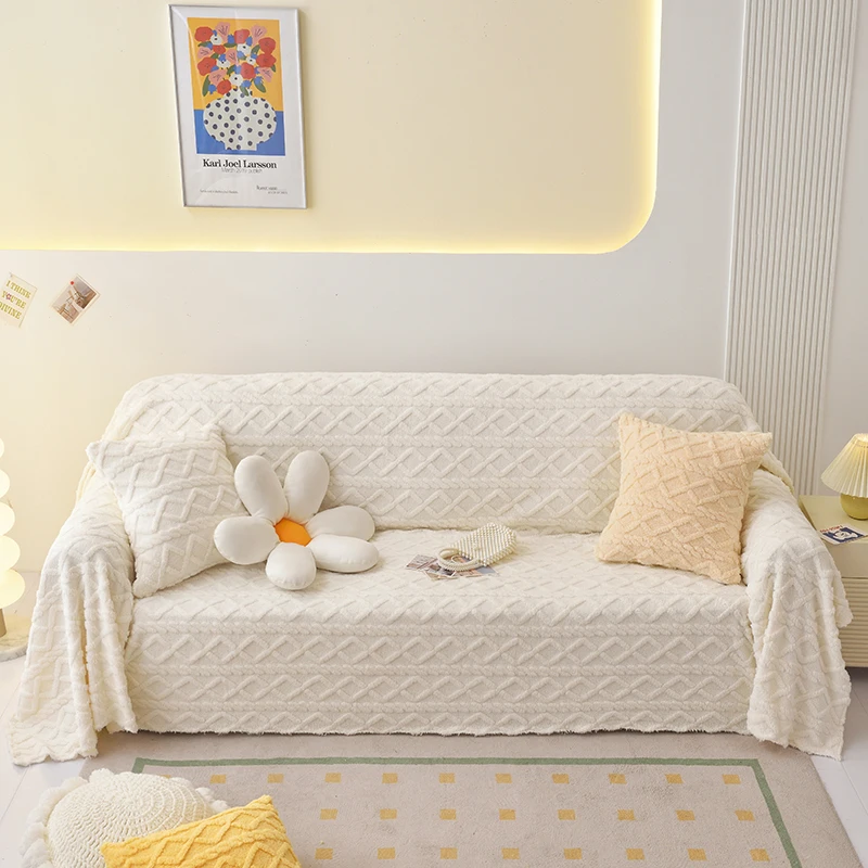 

jacquard plush blankets for sofa,bed blanket,much thicker plush sofa towel,stretch sofa protector,keep warm in winter
