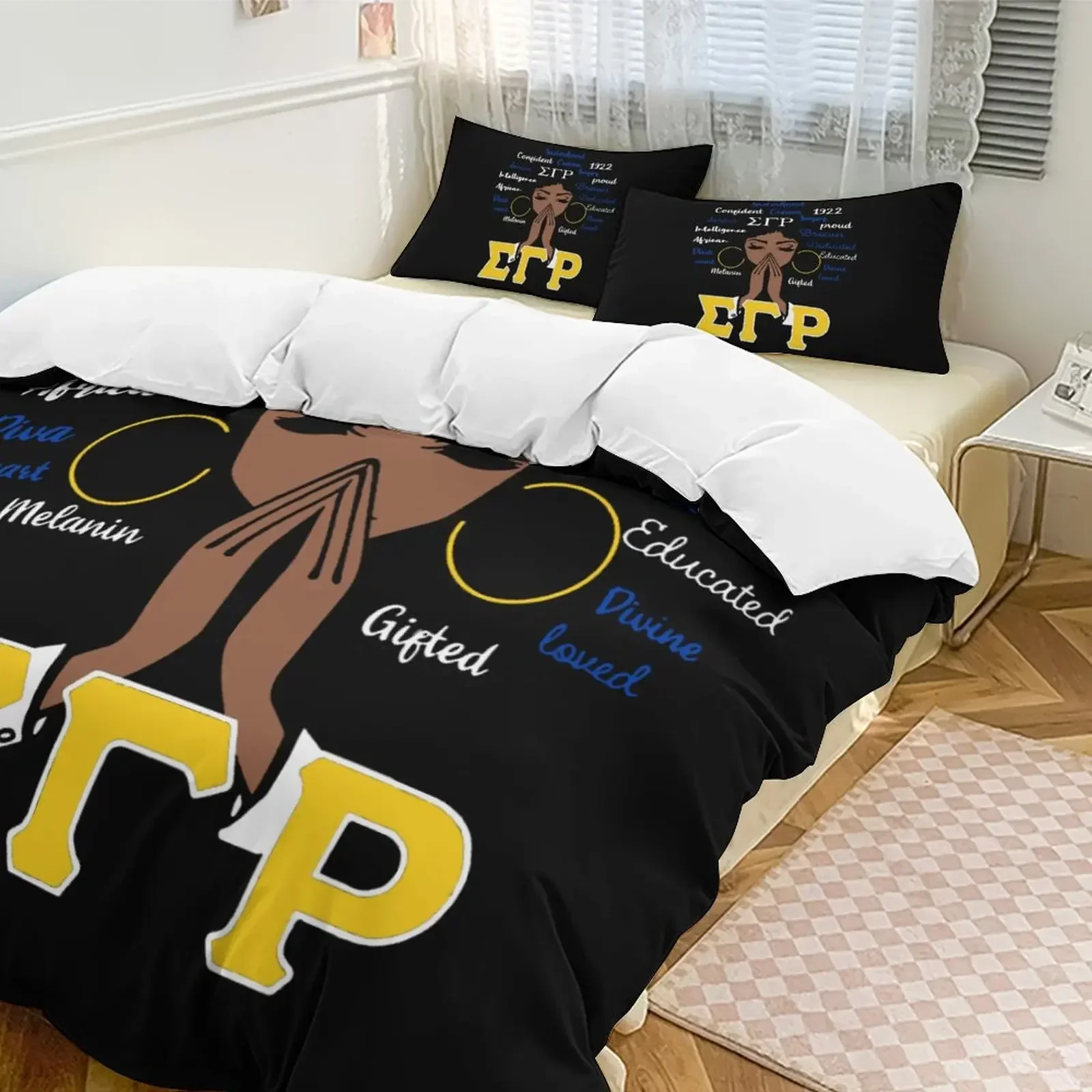 Sigma Sorority Gamma Rho Bedding Set SGR Duvet Cover Bedroom Comforter Single Twin King ​Size Quilt Cover Home Textile 2/3PCS 2