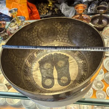 Campane tibetane artigianali nepalesi Grande ciotola sonora di Buddha Ornamento Yoga Meditazione Terapia sonora Strumenti a percussione in rame