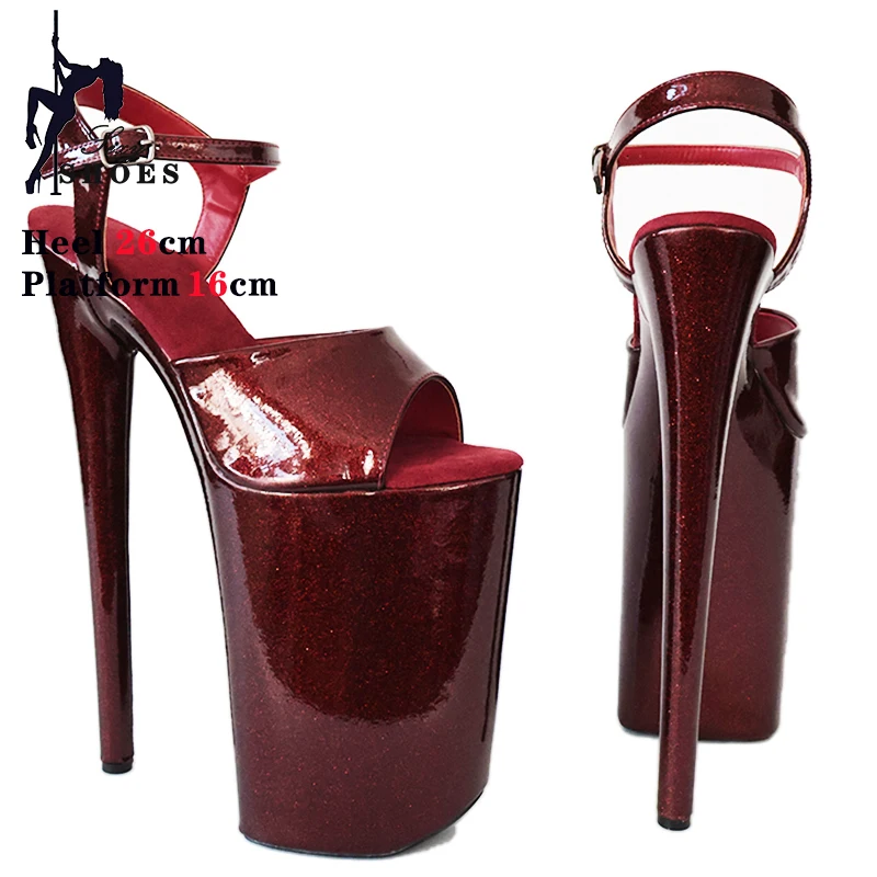 New 26cm/10Inch Super High Heel Women Sandals Glit Kristal Pole Dancing Shoes Waterproof Platform Shoes Model Catwalk Heels