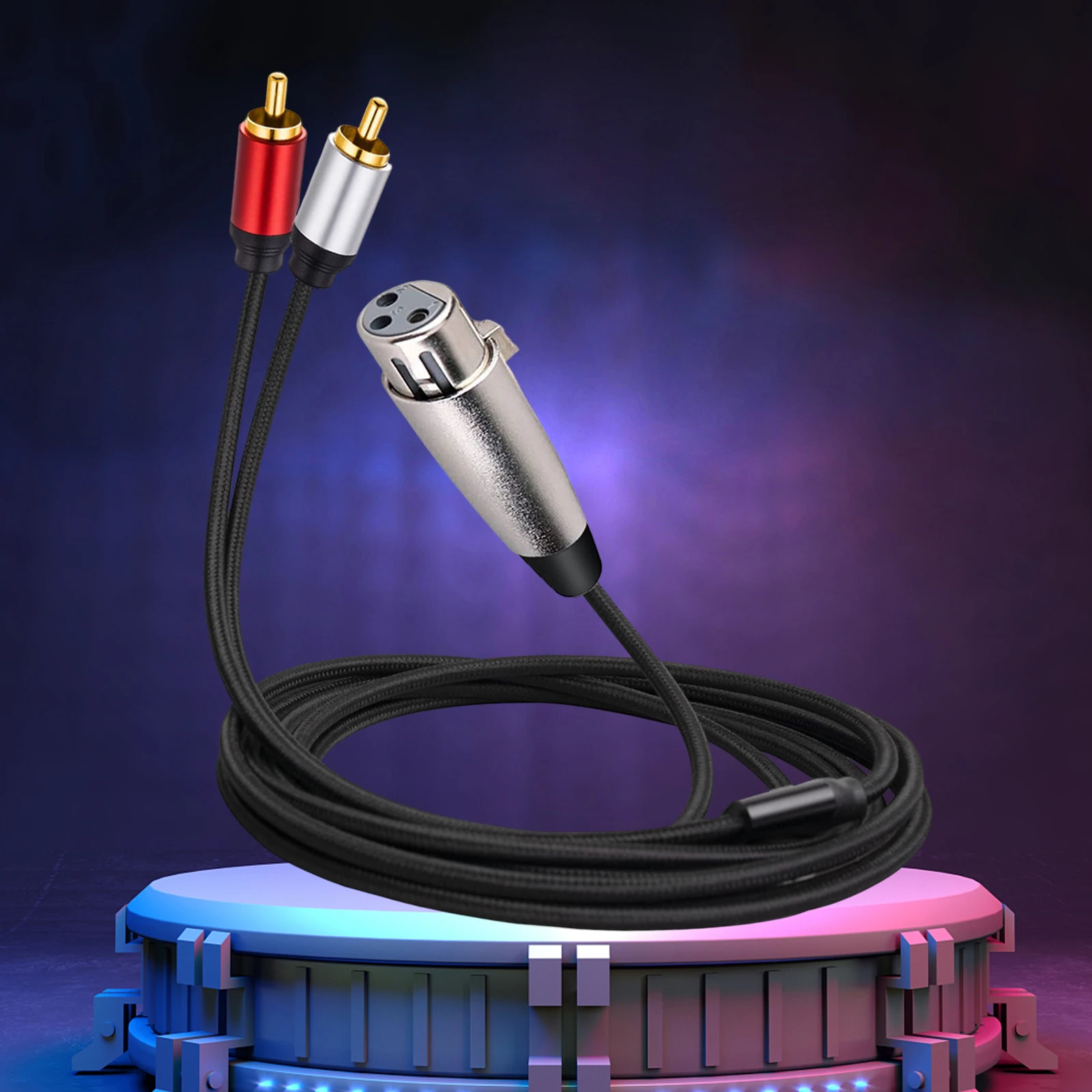 Premium XLR to Dual RCA Audio Cable for Enhanced Signal Transmission