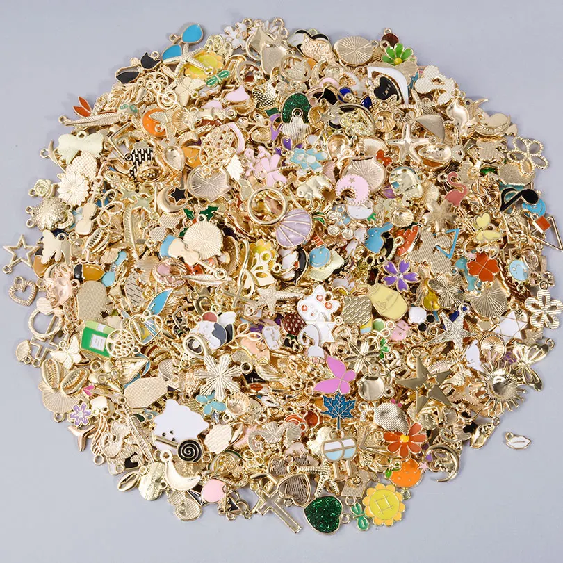 10-100pcs Random Mixed Enamel Oil Dripping Alloy Cute Kawaii Charms Pendant Accessories DIY Jewelry Making Findings for Necklace 5
