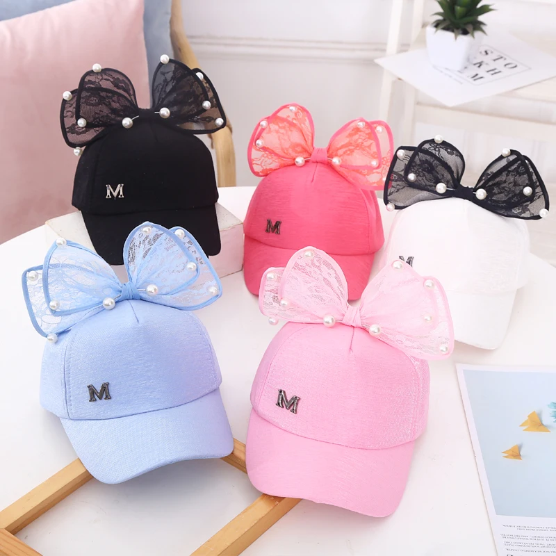 BabyHatBigBowknotChildKoreanCottonBaseballCapsSpringAutumn
