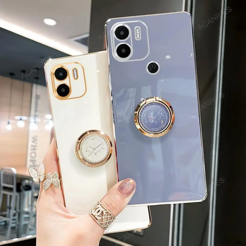 Luxury Plating Ring Holder Stand Case - Soft Silicone Back Cover