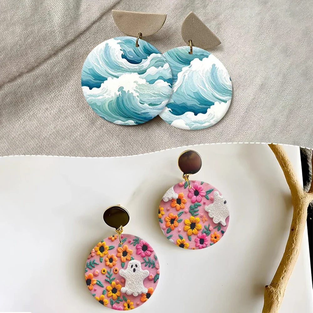 Transfer Paper Christmas&Halloween Theme Leopard Polymer Clay Watercolor Transfer Paper Water Soluble Stickers Printing Paper Earrings Jewelry ceramic transfer paper