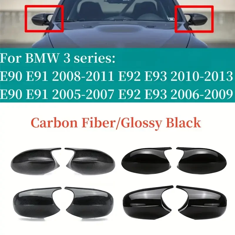 2Pcs Side Rearview Mirror Cap Wing Mirror Cover Car Accessories Fit For BMW E90 E91 2005-2011 E92 E93 2006-2013 E81 E82 E88 E87