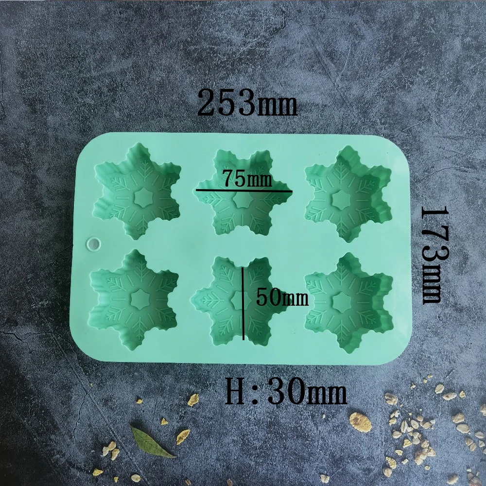 6 Cavities Snowflake Shaped Silicone Soap Mold DIY Candle Making Mold Cake Cookies Pastry Baking Tool Kitchen MoonCake Tools