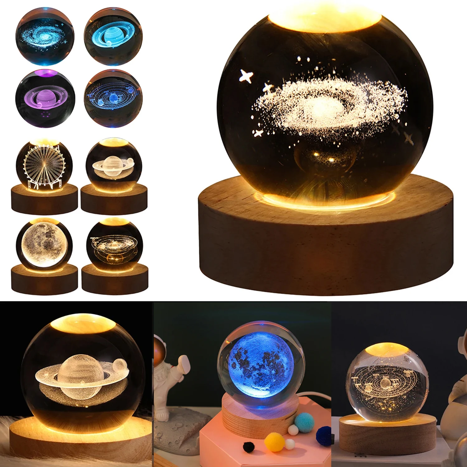 3D Axolotl Laser Engraved Crystal Ball Coloured Night Light,Girlfriend Classmate Wife Children Birthday Gift Home Decoration 2