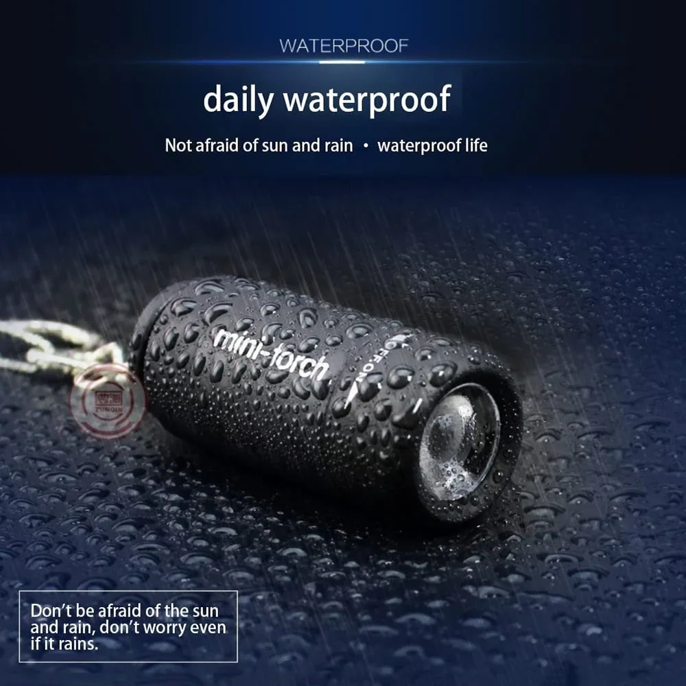 Compact Waterproof USB Rechargeable LED Keychain Flashlight