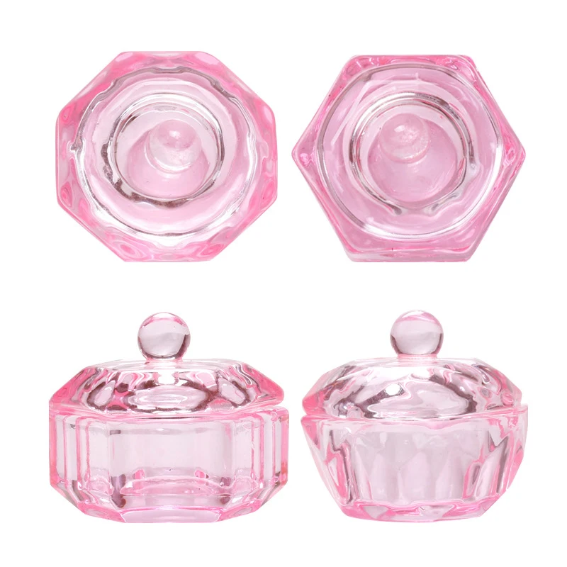 1pc Nail Cup Rainbow Crystal Glass Cup Acrylic Liquid Bowl Holder Wash Nail Pen Dish Dappen With Lid Luxury Manicure Tool manicure tools,nail tools