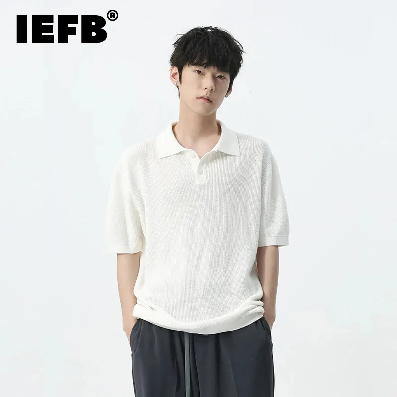 

IEFB Male Shirt 2024 New Korean Style Solid Color Turn-down Collar Short Sleeve Texture Sensation Summer Men's Clothing 9C5425