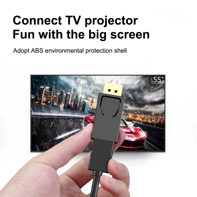 DP Male To HDMI-호환 암 어댑터 디스플레이 포트 분배기, HD TV 케이블 어댑터, TV 프로젝터 4K @ 30Hz AUX