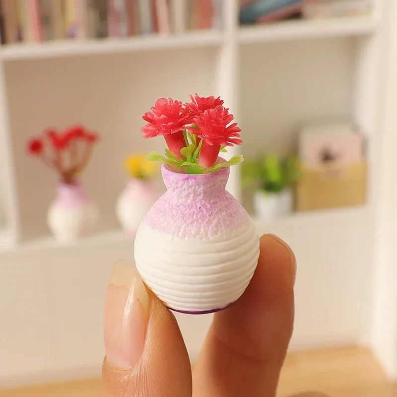 Resin Miniature Small Mouth Vase Diy Craft Accessory Home Garden Decoration Accessories Home Decoration Fine-cut Vase Ornament