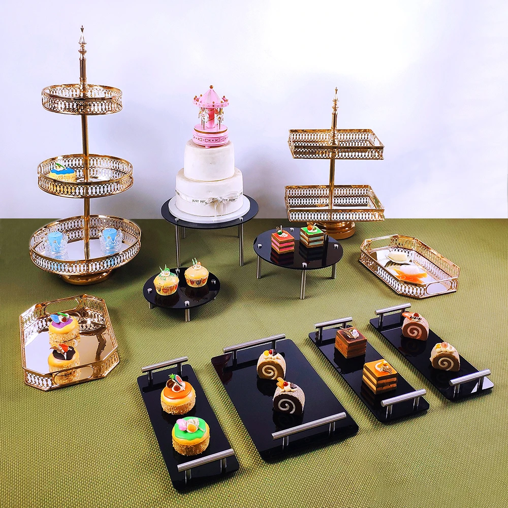 

8-11pcs Metal and Acrylic Cake Stand Set Display Wedding Birthday Party Dessert Cupcake Plate Rack