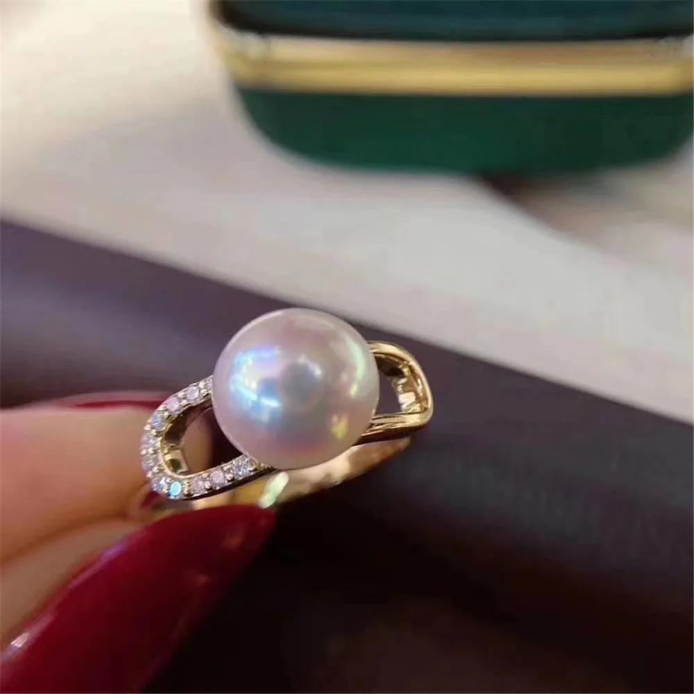 

DIY Pearl Accessories S925 Sterling Silver Pearl Ring Empty Holder Jade Ring Holder Female 8-10mm Beads