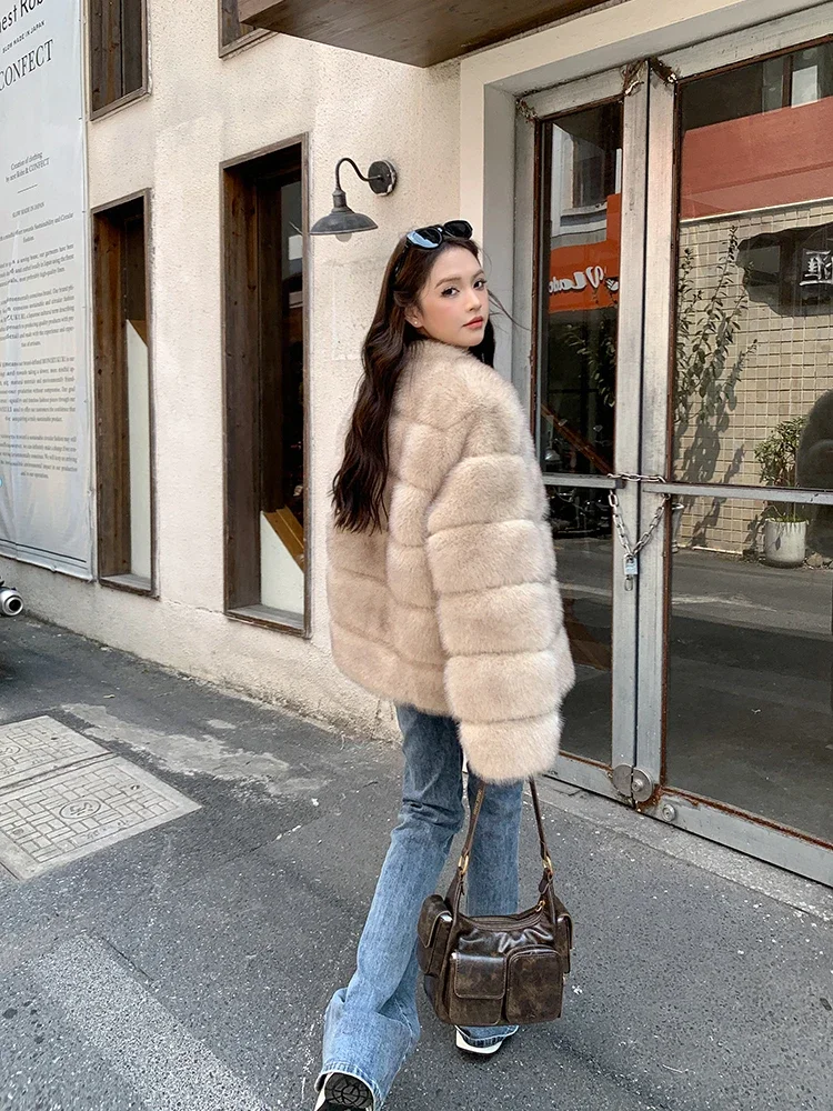 Fluffy Faux Fur Coat for Women Warm Winter Clothes Female Overcoat Plush Jacket Short Faux Fur Jacket Outerwear2023