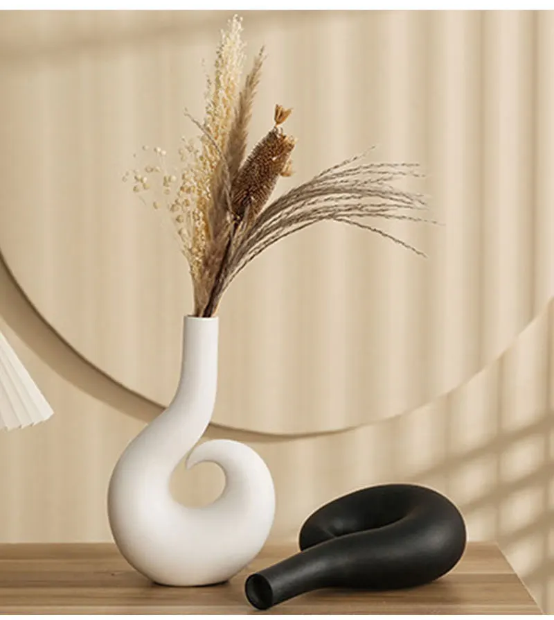White Black Abstract Twisted Vases