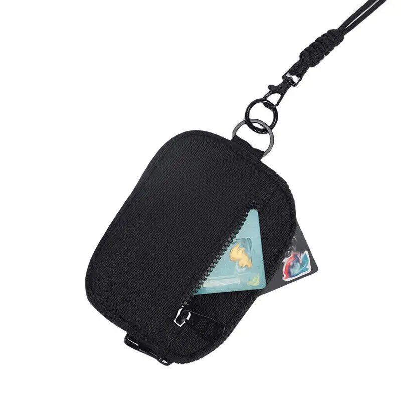 1Pc Outdoor Edc Molle Pouch Wallet Mini Portable Key Card Case Oxford Cloth Pouch Bag Purse with Carabiner Lanyard Bag
