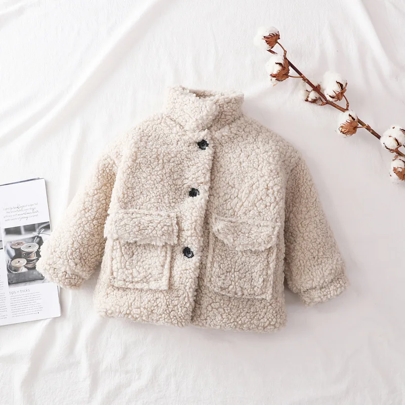Fashion Baby Girls Boy Winter Warm Jacket Villus Thick Lamb Wool Infant Toddler Kids Sheep Like Coat Baby Outerwear Cotton 1-7Y baby jacket