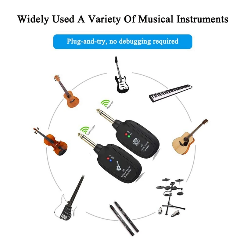 2X Guitar Wireless System 20Hz-20Khz Acoustic Transmission Rechargeable Transmitter Receiver For Electric Guitar Bass