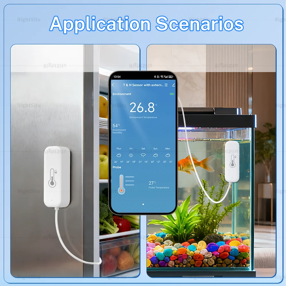 Tuya WiFi-Temperatur- und Luftfeuchtigkeitssensor mit externer Sonde (optional) für Smart Home Hygrometer, kompatibel mit SmartLife Yandex Alexa – Detail 7