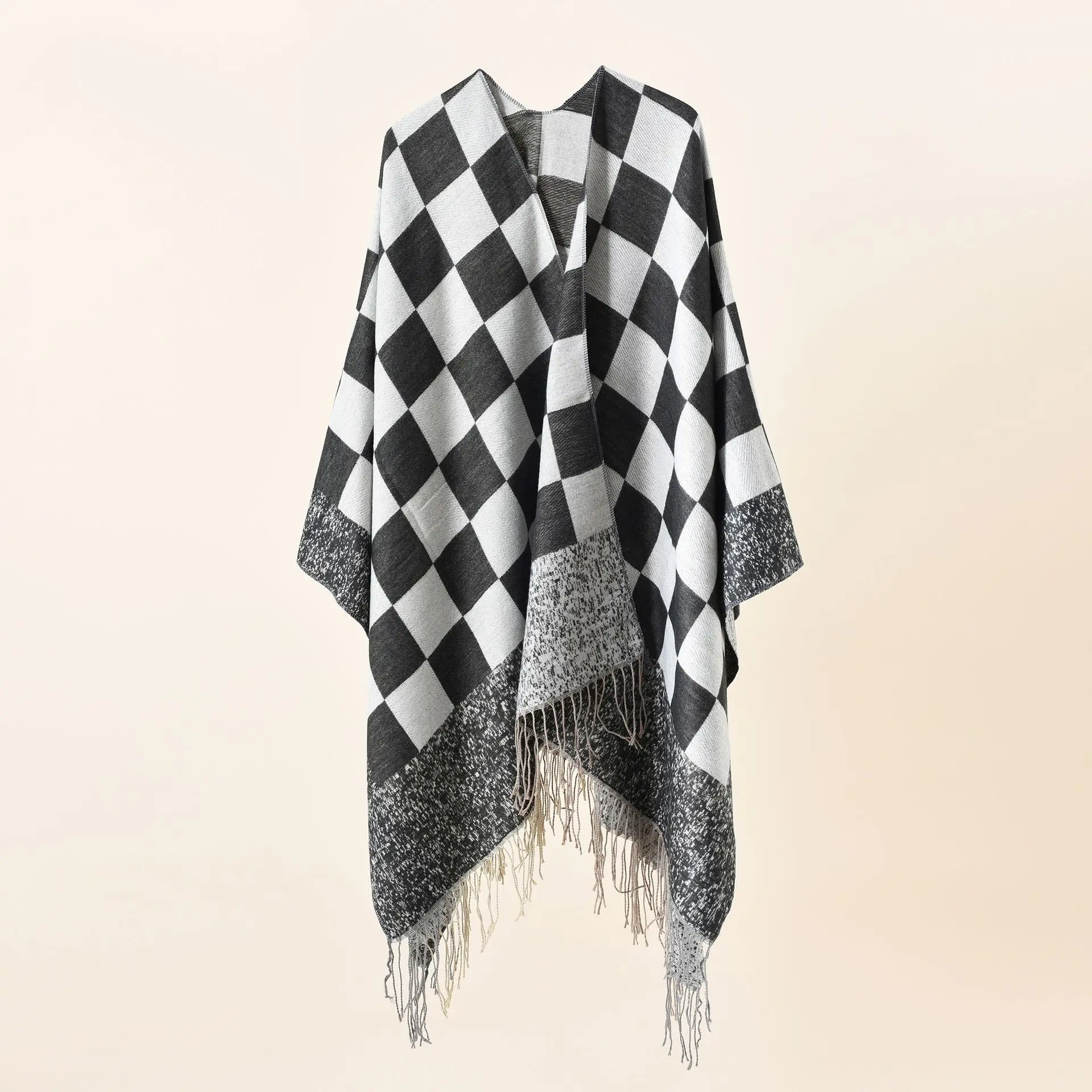 

2022 New Fashion Winter Warm Plaid Ponchos And Capes For Women Oversized Shawls and Wraps Cashmere Pashmina Female Bufanda Mujer