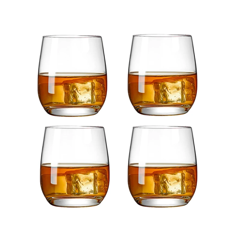 4pcs Set 340ml Elliptical Glass Cup Creative Cocktail Glass Transparent Juice Milk Beverage Cups Restaurant Lemon Soda Water Mug