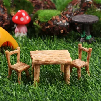 3 pezzi sedie da tavolo Set in miniatura Mini fata mobili da giardino ornamenti Kit per accessori casa delle bambole casa Micro paesaggio