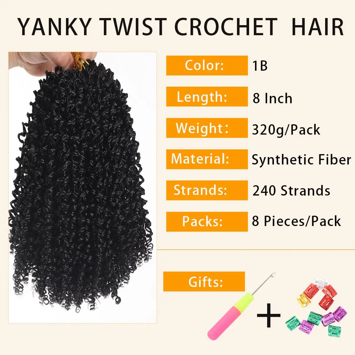 LUPU Synthetic Short Yanky Twist Crochet Hair 8 Inch 8 Packs Prelooped Crochet Hair For Women Braiding Passion Twist Crochet