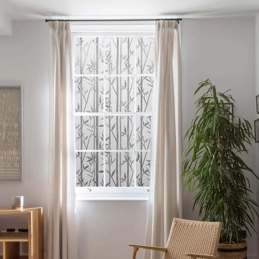 FANCY FIX translucent bamboo window film frosted privacy window film electrostatic adsorption stickers decoration