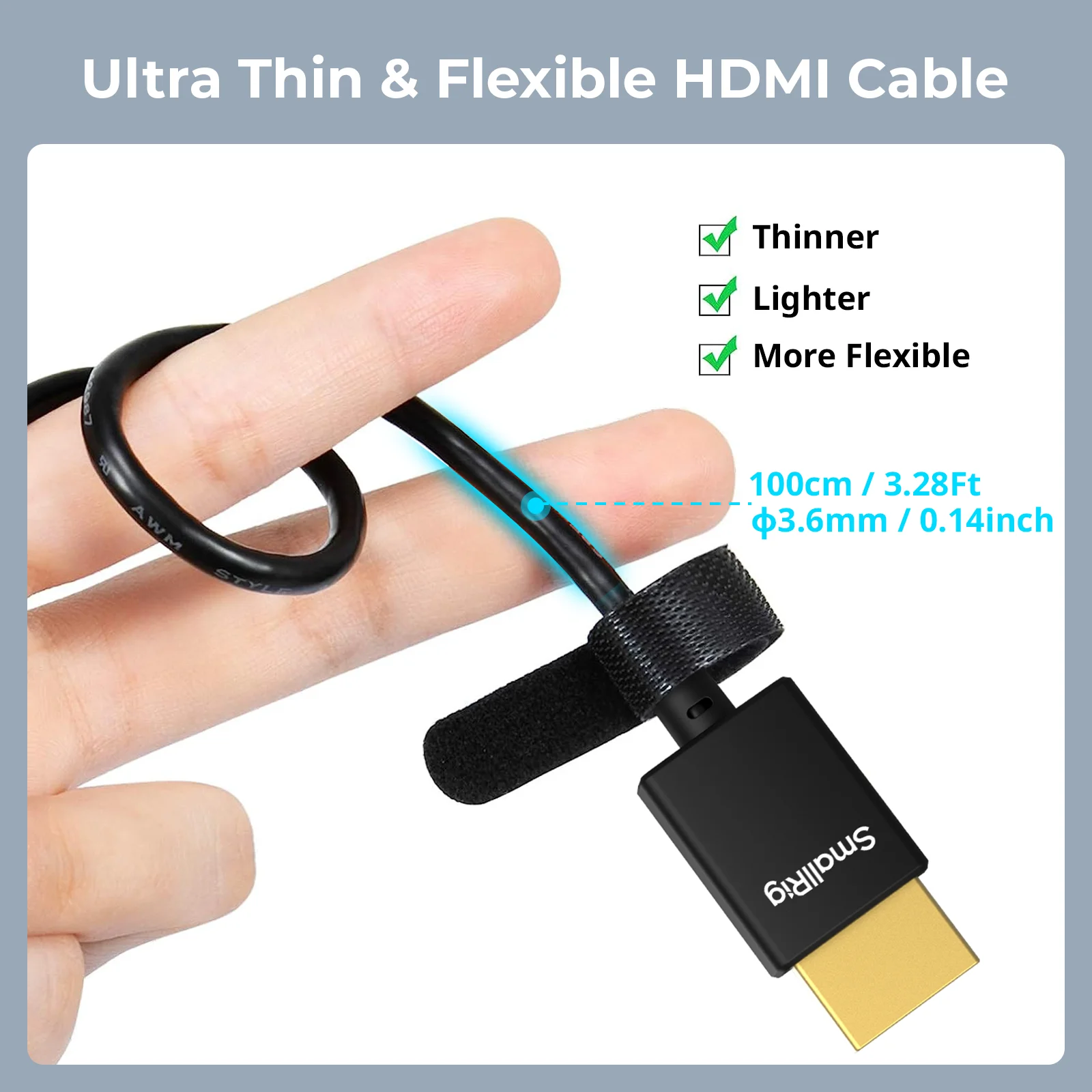 SmallRig Ultra-Slim 4K HDMI Data Cable D to A / A to A Cable 60HZ 100cm for DSLR Camera Monitor Soft Camera Rig-4795/4794 usb cable