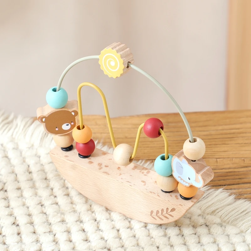 Montessori Spielzeug Holz Cartoon Tier Perlen Spiel Fördern Baby Hand-auge-koordination Spielzeug Frühen Lernen Threading Spielzeug Geschenke – Detail 26