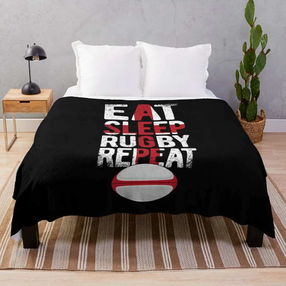 

Eat sleep rugby repeat england rugby Throw Blanket Decorative Throw Blanket Summer Bedding Blankets Furry Blanket