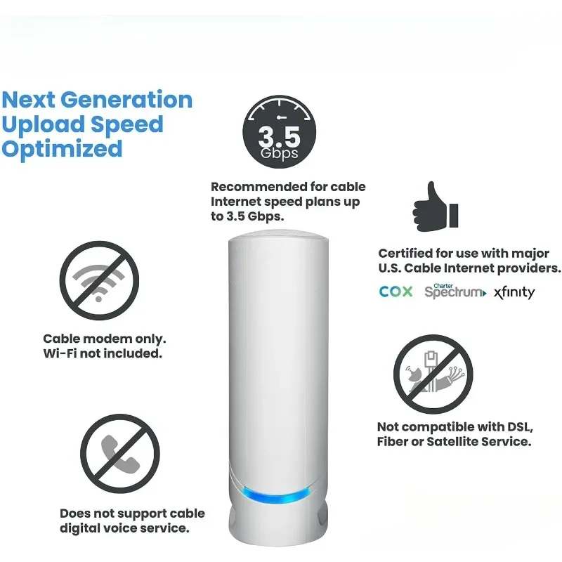 Fast Shipping.home.S34 DOCSIS 3.1 Multi-Gigabit Cable Modem | Approved   | Next-Generation Upload Speed Optimized| 2 Year 2