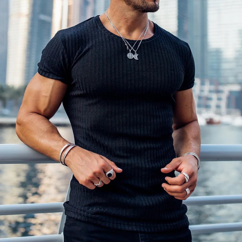 Men Casual Short Sleeve Stretch T Shirts