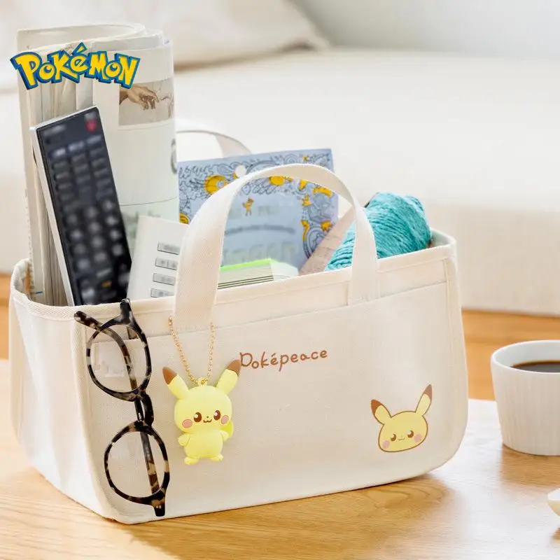 

Kawaii Cartoon Pokemon Pikachu Piplup Large Capacity Canvas Handbag Anime Cute Bento Bag Storage Bag Portable Stylish Tote Bag