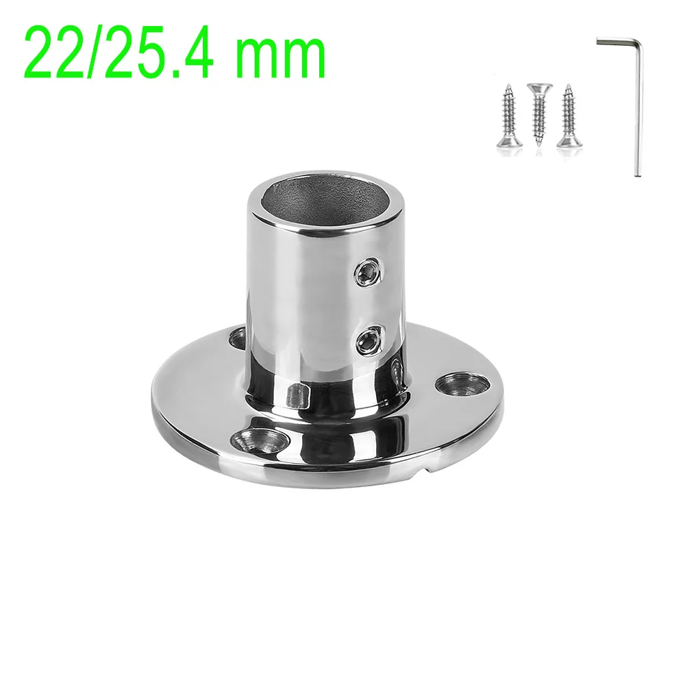 Marine Grade Boat Hand Rail Base, 316 Ss Round 90 Degree Base Rail Fitting for 7/8 inch (22 mm)/1 inch (25.4mm) Tube
