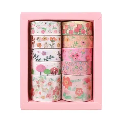 Japanese Style Washi Tape Set - 12pcs Decorative Adhesive for Scrapbooking and Crafts (L 3CMX2 1.5CMX8 2M)