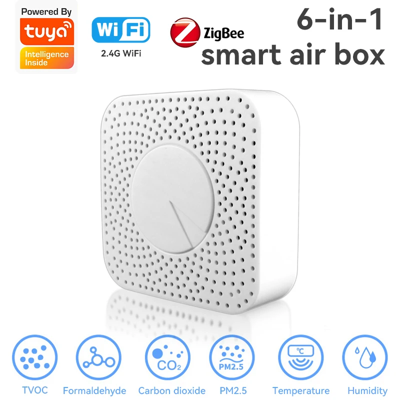 

Tuya WIFI Zigbee умный воздушный дворецкий CO2 Монитор качества воздуха VOC PM2.5 детектор газа Автоматизация бытовой Температурный датчик влажности