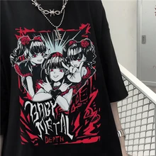 

Gothic tops summer new style Ins Harajuku plus size Oversized t-shirt Y2K street women's print Punk vintage emo women'sT-shirt