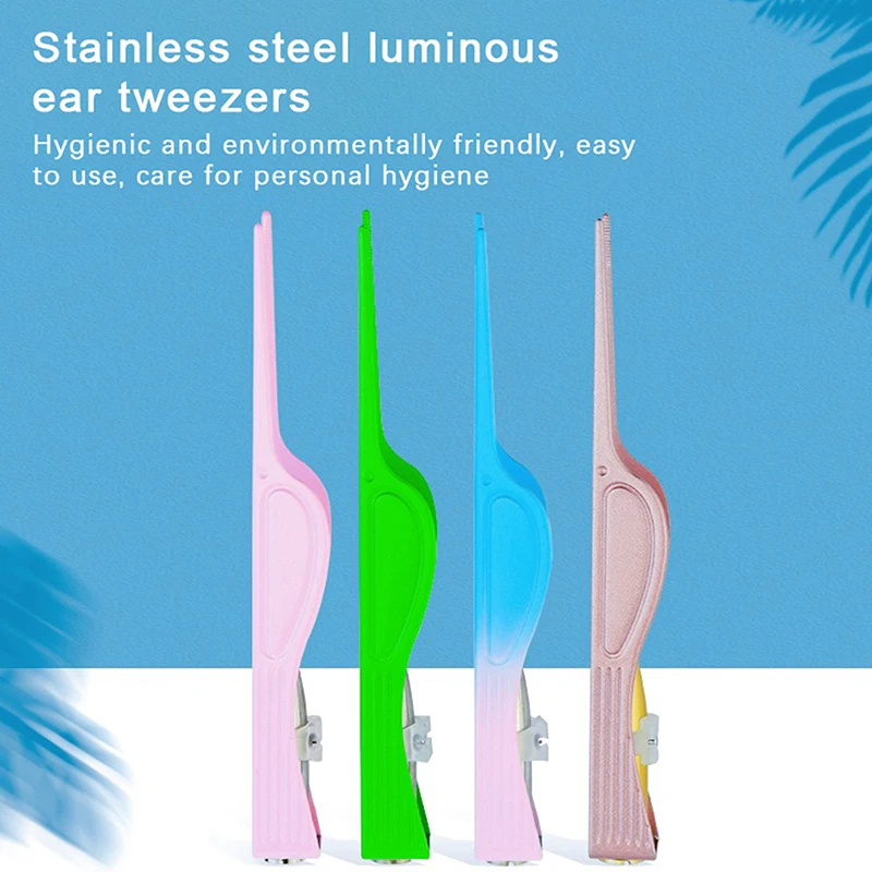

Stainless Steel Luminous Ear Forceps Kids Ear Pick With LED Lamp Removing Earwax Ear Cleaner Tool Anti Slip Tweezers Head
