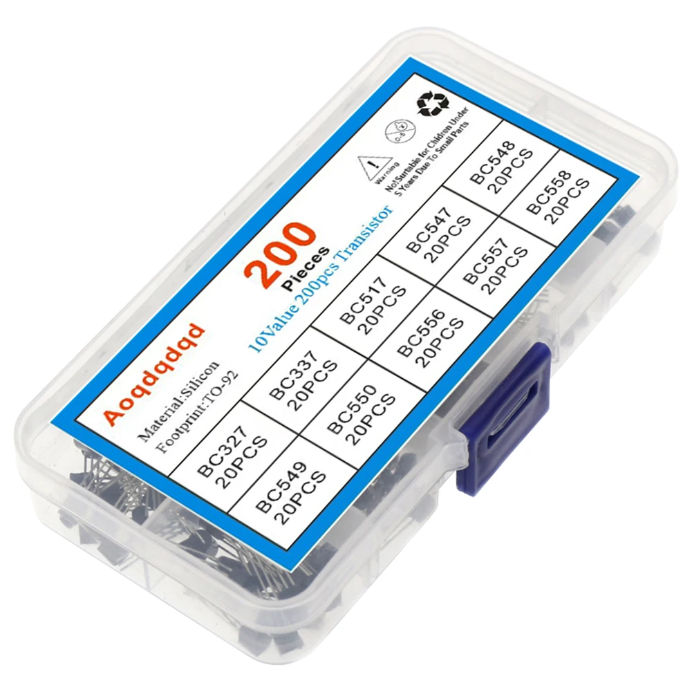 Transistors Kit 200Pcs 10 Values TO-92 PNP NPN BC327 BC337 BC517 BC547 BC548 BC549 BC550 BC556 BC557