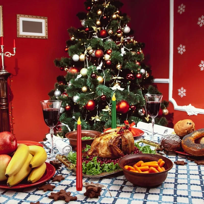 Remote Control LED Taper Candles Green Red Black