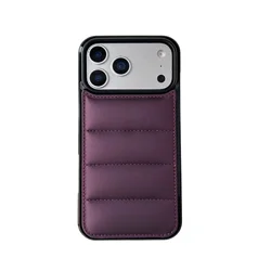 3D Puffer Winter Soft Touch Phone Case - Cotton Filled Cover Shell - iPhone 12 Pro Max (Purple)