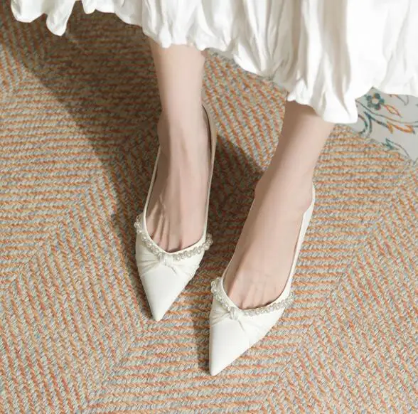 MM Dress Shoes High Heels Leather Suede Wedding Shoe Women Luxury Glitter Rivets Triple Patent Fashion Party 4