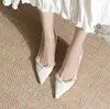 MM Dress Shoes High Heels Leather Suede Wedding Shoe Women Luxury Glitter Rivets Triple Patent Fashion Party 4