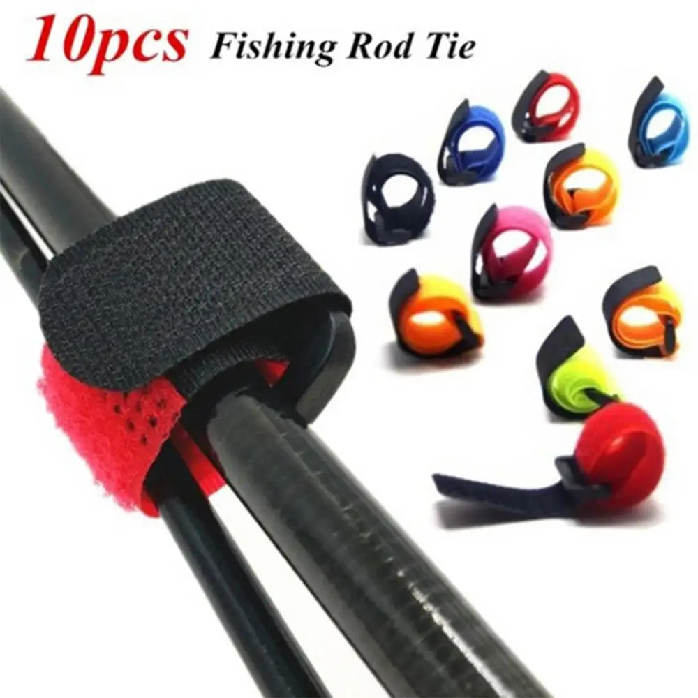 10Pcs Fishing Rod Tie Holders Straps Belts Suspenders Fastener Hook Loop Cable Cord Magic Tape Bands Belt Straps Fish Tools
