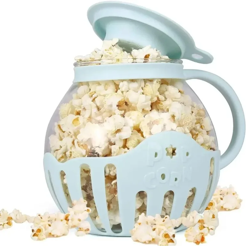 Popcorn Maker Microwave Popcorn Popper Bucket Microwave Bowls Mini Machine Safe Borosilicate Glass 3-in-1 Silicone Lid Popcorn Makers